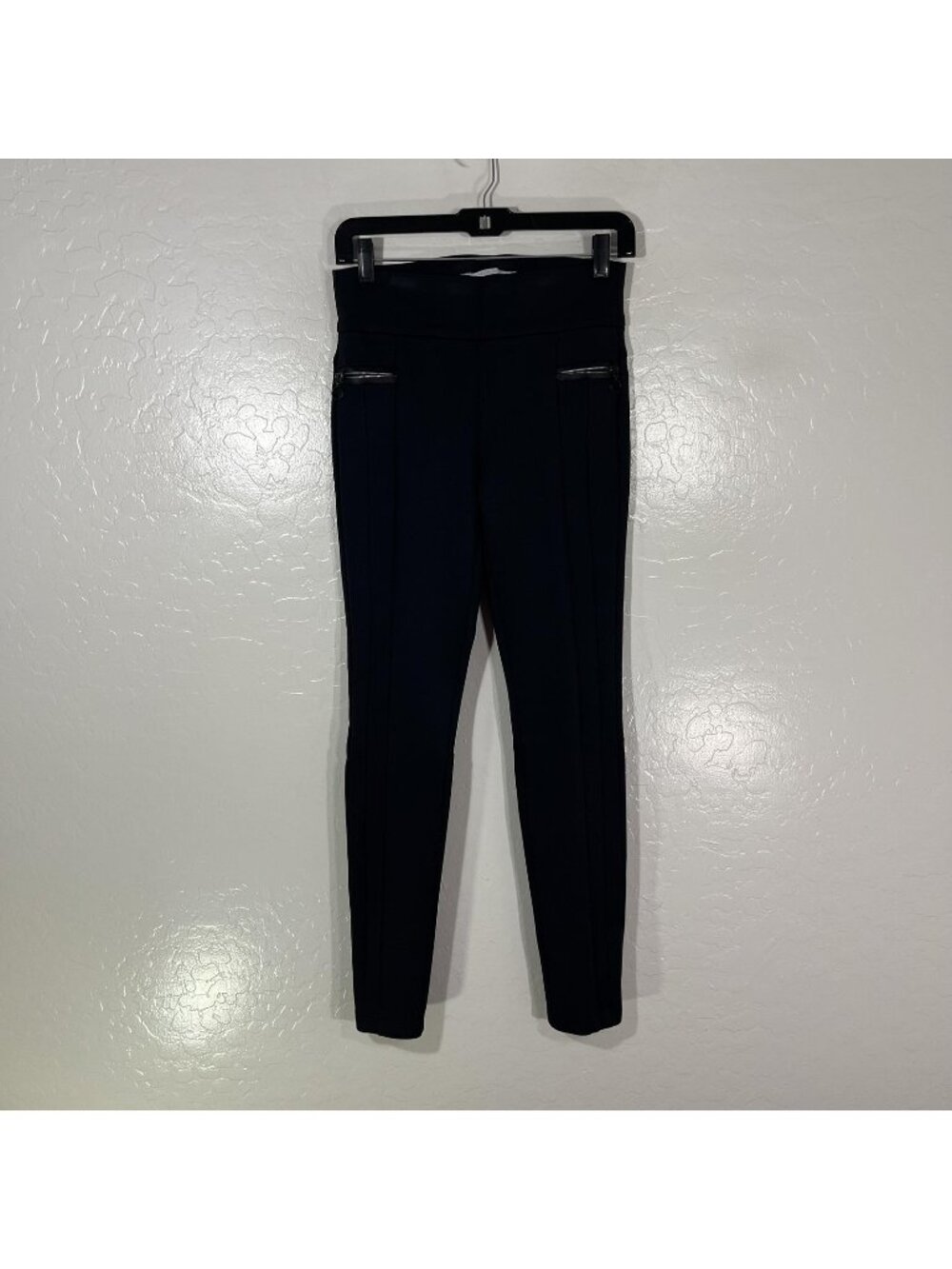 Raffaello Rossi Pants Womens 34 Black Knit Ankle Slim Pull On Zip Pockets